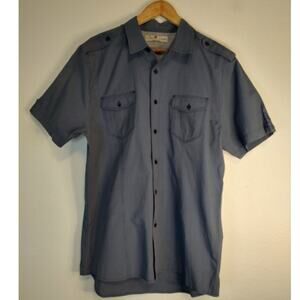 First Divide Blue Short Sleeve Button Up Pockets Shirt Size XL